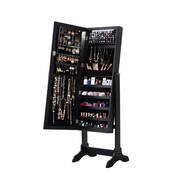 Dual Use Mirrored Jewellery Dressing Cabinet with LED Light Black Colour