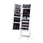 Dual Use Mirrored Jewellery Dressing Cabinet in White Colour