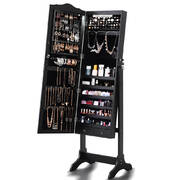 Dual Use Mirrored Jewellery Dressing Cabinet with LED Light in Black