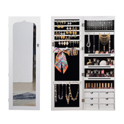 Jewellery Cabinet Full Length Mirror Box Stand White