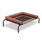 Pet Bed Heavy Duty Frame Hammock Bolster Trampoline Dog Puppy Mesh M Coffee