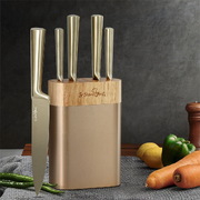6-Piece Stainless Steel Kitchen Knife Set with Nonstick Block