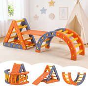 Kids Climbing Frame Set with Slide Indoor Outdoor Toddler Pikler Triangle