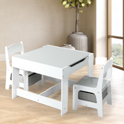 All-in-One Kids Table and Chairs Set with Storage Box and Play Desk