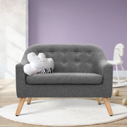 Kids Sofa Armchair Lounge Chair Chairs Children Couch Double Fabric Grey