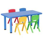 5PCS Kids Table and Chairs Set Children Study Desk Furniture Plastic 4 Chairs