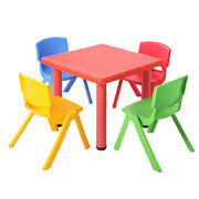 Kids Table and 4 Chairs Set Children Plastic Activity Play Outdoor 60x60cm