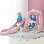 Kids Slide 170Cm Extra Long Swing Basketball Hoop Toddlers Playset Pink