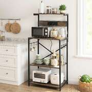 4-Tier Kitchen Rack 2 Power Outlets Microwave Shelf | EXTG