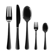 Stainless Steel Cutlery Set Travel Knife Fork Spoon Black Child Tableware 30pcsc