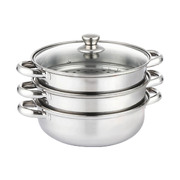 3 Tier Stainless Steel Steamer Meat Vegetable Cooking Steam Pot Kitchen Tool AU