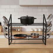 Wall Mounted Pot Rack 2 Tier 20 Hooks Black | EXTG
