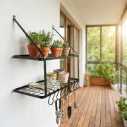 Toque Metal Pot Pan Rack Hanging Kitchen Shelf Wall Mounted Organizer 10 Hooks