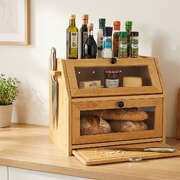 Bamboo Bread Bin Double Layer 33L Window | EXTG
