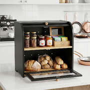 Bamboo Roll Top Bread Bin 2-Tier 27.5L | EXTG