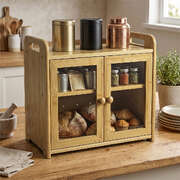 Bamboo Bread Bin 2 Tier 20L Kitchen Storage | EXTG