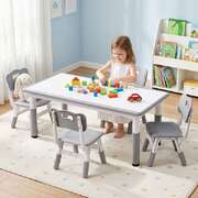 Kids Table 4 Chairs Set Height Adjustable Grey | EXTG