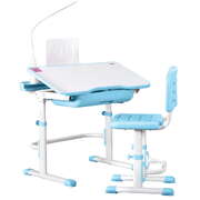 Kids Table and Chair Set Adjustable Study Desk w/ LED Lamp Reading Blue