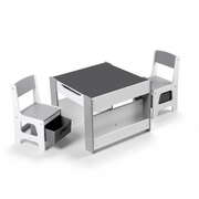 Kids Wooden Activity Table and Chair Set 4-in-1 Toddler Desk with Storage Grey