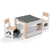 Kids Wooden Activity Table and Chair Set 4-in-1 Toddler Desk with Storage