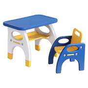 HDPE Kids Table and Chair Set Toddler Activity Play Furniture Blue and Yellow