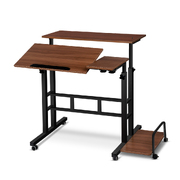 Mobile Twin Laptop Desk - Dark Wood
