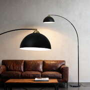 Modern Arched Floor Lamp Black Standing Heavy-Duty Marble Base for Living Room Bedroom