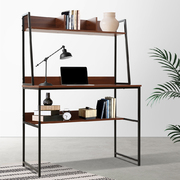Office Computer Desk Study Table Workstation Bookshelf Storage Walnut