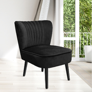 Elegant Black Velvet Accent Chair: Single Seater Lounge for Home