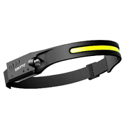 2 Pack LED Headlamp Torch USB Rechargeable Light Black