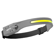 2 Pack LED Headlamp Torch USB Rechargeable Light Grey