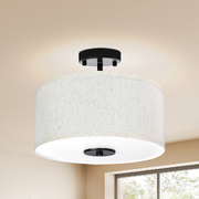 33cm LED Ceiling Light for Bedroom - Elegant Linen Shade