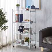 4-Tier Foldable Shelf With Wheels 34x127x71cm
