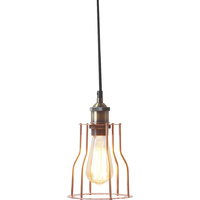 Rustic Metal Pendant Lamp in Matte Copper 12 x 12 x 24.5cm