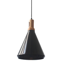Aluminium Wood Pendant Lamp Conical 27 x 40cm Black