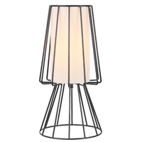 Table Lamp Lite Metal Wire Black with White Lamp Shade 15 x 30cm