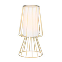Table Lamp Lite Metal Wire Brass White Shade 15 x 30cm