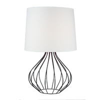 Table Lamp Quta Metal Wire Black with White Shade and Round Base 31 x 50cm