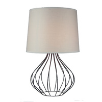 Table Lamp Quta Metal Wire Black with Stone Shade and Round Base 31 x 50cm