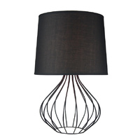 Table Lamp Quta Metal Wire Black with Black Shade and Round Base 31 x 50cm