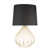 Table Lamp Quta Metal Wire Black with Brass Shade and Round Base 31 x 50cm