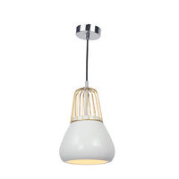 Pendant Light Brass Metal Wire and White Porcelain 18 x 145cm