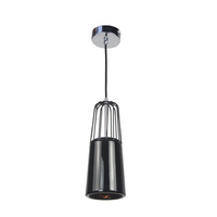 Pendant Light Black Metal Wire and Black Porcelain 11 x 145cm