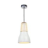 Pendant Light Brass Metal Wire and White Porcelain 14 x 145cm