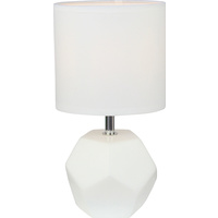 Luminite Hexagon Table Lamp Abby White D 14 x H 26cm