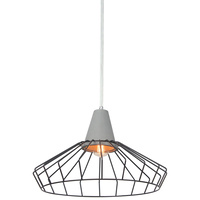 Luminite Cage Concrete Pendant Tab Black D 40 x H 124cm
