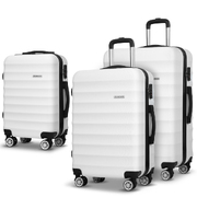 3pcs Luggage Trolley Set Travel Suitcase TSA Hard Case White