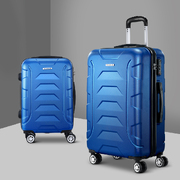 2Pc Luggage Trolley Travel Suitcase Set Tsa Hard Case Lightweight Blue