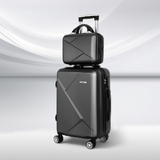 2Pc Luggage 12" 20" Trolley Travel Suitcase Storage Carry On Tsa Lock Black