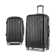 2pcs Luggage Trolley Set Travel Suitcase Carry On Hard Case Lightweight Black